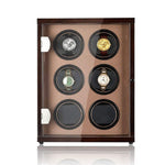 CHIYODA Watch Winder, 6 Watch Winder For Men's And Women's Automatic Watch With Six Mabuchi Motor, LCD Digital Display And High Gloss Brown