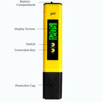 PH Detector Digital PH Tester Large LCD Display Precision PH Meter Water Quality Test Meter For Household Drinking Water, Aquarium, Swimming Pools(Yellow）