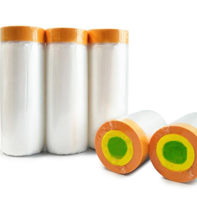 Two Rolls Of Masking Film And Paper Tape (18mm * 550mm * 23m / Roll) Decoration And Protection Construction Paint Protection Film Furniture Decoration