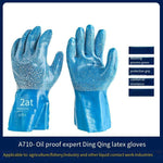 Lengthened Oil Proof Gloves Chemical Proof Gloves Acid And Alkali Resistant Abrasion Resistant Protection Labor Gloves L-Size Single Pair