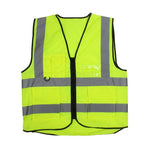 Multi Pocket Cloth Fluorescent Vest (Silver Gray Reflective Strip Front Four Back Four Pockets) Yellow Uniform