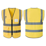 Safety Vest Fluorescent Reflective Vest Multi-Pocket Safety Suit Construction Worker Traffic Sanitation Protection Cloth - Yellow