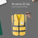 Safety Vest Fluorescent Reflective Vest Multi-Pocket Safety Suit Construction Worker Traffic Sanitation Protection Cloth - Yellow