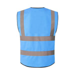 Safety Vest Blue Reflective Vest Multi-Pocket Safety Suit Construction Worker Traffic Sanitation Protection Cloth - Blue