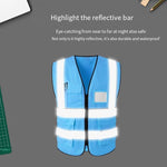 Safety Vest Blue Reflective Vest Multi-Pocket Safety Suit Construction Worker Traffic Sanitation Protection Cloth - Blue