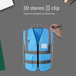 Safety Vest Blue Reflective Vest Multi-Pocket Safety Suit Construction Worker Traffic Sanitation Protection Cloth - Blue