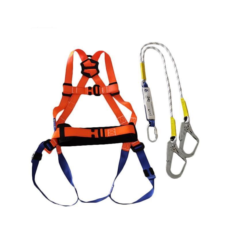 Full Body Single Hanging Point Safety Belt Aerial Work Safety Belt Safety Rope European Hook Double Hook Double Rope Buffer Bag