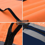 Highly Visibility Original Safety Vest with 4 Highly Reflective Strips Safety Zipper Breathable Fabric for Outdoor Work Jogging Sports - Orange + Blue