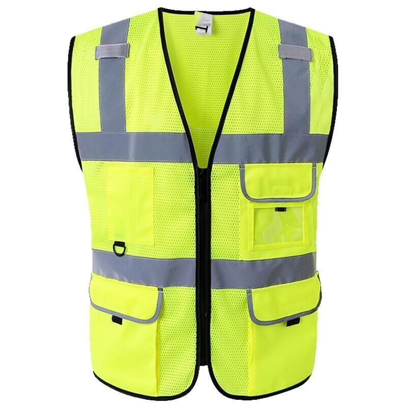 Mesh Reflective Vest Construction Sanitation Reflective Clothing Riding Vest Breathable Printable Fluorescent Yellow Size L