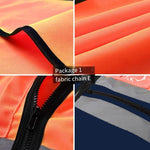 Zipper Multi Pocket Reflective Vest Car Traffic Safety Warning Vest Reflective Environmental Sanitation Construction Duty Riding Safety Suit Fluorescent Orange Blue Two Color