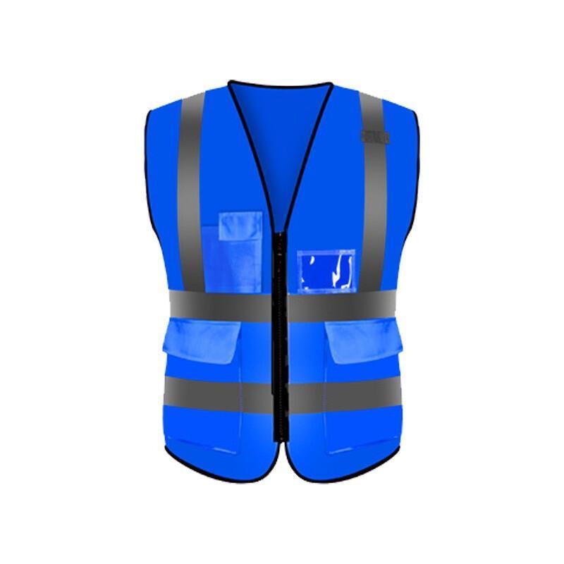 Blue Reflective Vest Safety Working Vest Inspection Safety Suit Sanitation Reflective Vest Multi Pocket Construction Vest - Blue (with Pocket)