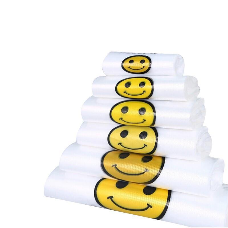 Smiley Face Transparent Plastic Bag Hand Bag Portable Convenience Bag Packing Bag 38 * 58 500 Pieces