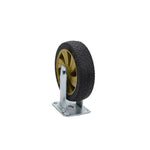 6 Inch Caster Silent Solid Rubber Wheel Flat Cart Wheel Heavy Caster Brake Wheel Black Gold