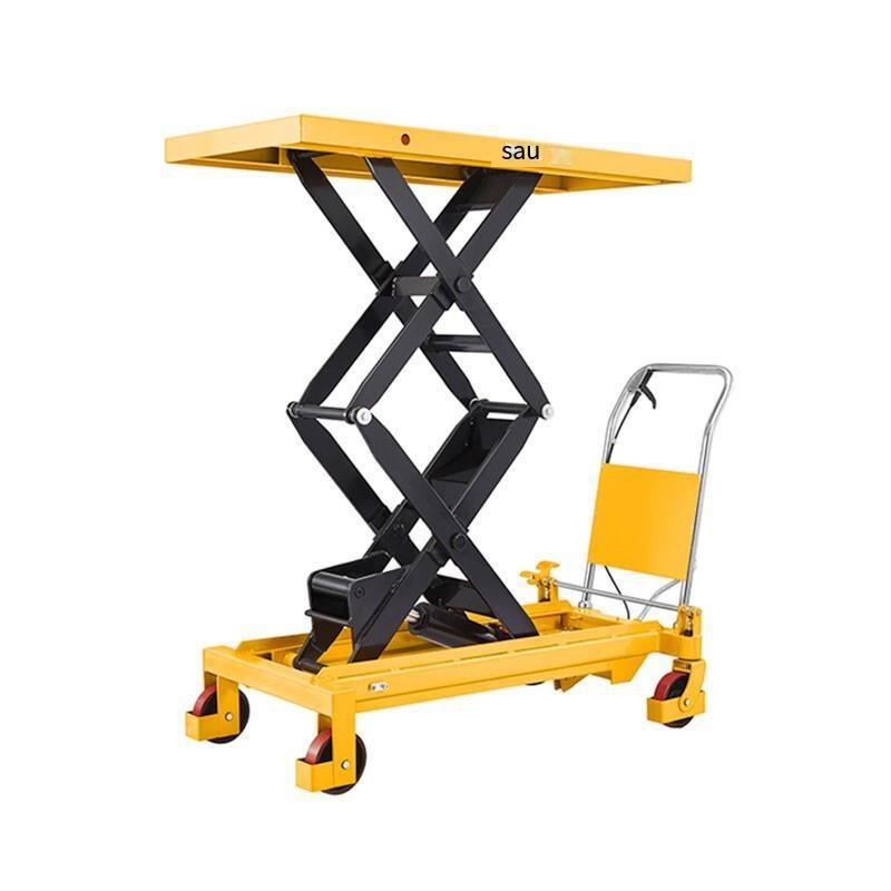 Double Shear Platform Truck Mobile Hydraulic Lifting Platform Manual Hydraulic Truck Mobile Lifting Platform Truck Load 350kg Rise 1.3m16394