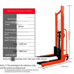 Manual Forklift 1.5t Lifting 1.6m Hydraulic Lifting Truck Stacking Truck Lifting Forklift