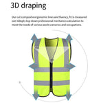 Zipper Reflective Vest Fluorescent Yellow Safety Warning Vest 4 Reflective Strips Safety Vest for Environmental Sanitation Construction Riding Running