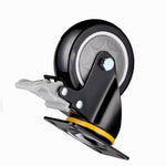 4 Sets 2.5 Inch Flat Bottom Caster Plastic Double Brake Black Polyurethane (PU) Caster Medium Universal Wheel