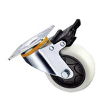 4 Sets 3 Inch Flat Bottom Plastic Caster Double Brake Milky White Polypropylene (PP) Caster Medium Universal Wheel