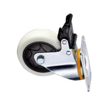 4 Sets 3 Inch Flat Bottom Plastic Caster Double Brake Milky White Polypropylene (PP) Caster Medium Universal Wheel