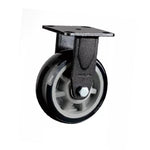 5 Inch Fixed Heavy Duty Casters 4Pcs Gray Core Black Polyurethane (PU) Caster with Double Ball Bearings Directional Wheel - 4Pcs