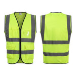 High Visibility Multi-Pocket Reflective Vest Zipper Safety Vest for Outdoor Night Working Riding Running