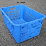 Plastic Turnover Basket Rectangular Thickened Fruit Large Vegetable Wholesale Frame With Iron Handle 600 * 420 * 300mm Blue