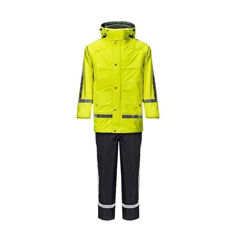 A Set New Multifunctional Warning Raincoat New Safety Warning Clothing Reflective Duty Split Raincoat Fluorescent Yellow M