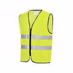 Fluorescent Yellow Reflective Vest 2 Reflective Strips Safety Vest Polyester Knitted Fabric Zipper Safety Clothes