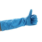 Extended Wear-resistant Disposable Nitrile Blue Gloves ( 50 Pack ) Powder Free Gloves 40 CM Long 0.13 MM Thick