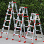 Aluminum Alloy Ladder 1.5m Thick Folding Herringbone Ladder 1.5m Thick  (Red)