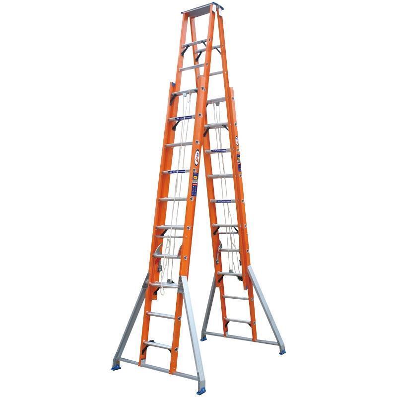 11m FRP Double Sided Elevator High Voltage Insulated Ladder Steps 38 * 36