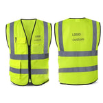 Green High Visibility Safety Vest Reflective Vest With Pockets Custom Logo One Size Fits