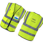 Green High Visibility Safety Vest Reflective Vest With Pockets Custom Logo One Size Fits