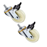 B7-2.5 Inch Lead Screw Plastic Double Brake Beige Polypropylene (PP) Caster Medium Double Ball Bearing Universal Wheel 4 Sets / Set