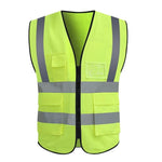 Reflective Vest Safety Protection Multi-Pocket Reflective Vest Zipper Fluorescent Vest Automobile Traffic Safety Warning Emergency Rescue Vest