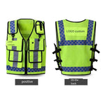 Reflective Vest Multi Function Multi Pocket Patrol Duty Reflective Vest Traffic Reflective Vest Lettering Safety Protective Clothing