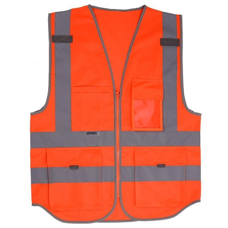 Orange L Multifunctional Reflective Safety Vest For Construction Site