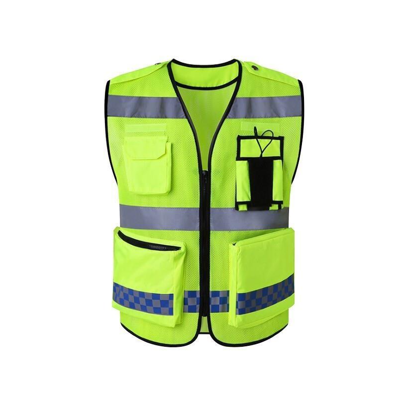 Mesh Type Night Work Reflective Vest Highlight Warning Reflective Vest Safety Suit for Traffic Engineering Construction - Fluorescent Green