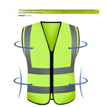 10 Pieces Zipper Safety Vest With Reflective Strips High Visibility Safety Reflective Vest without Pockets- Fluorescent Yellow