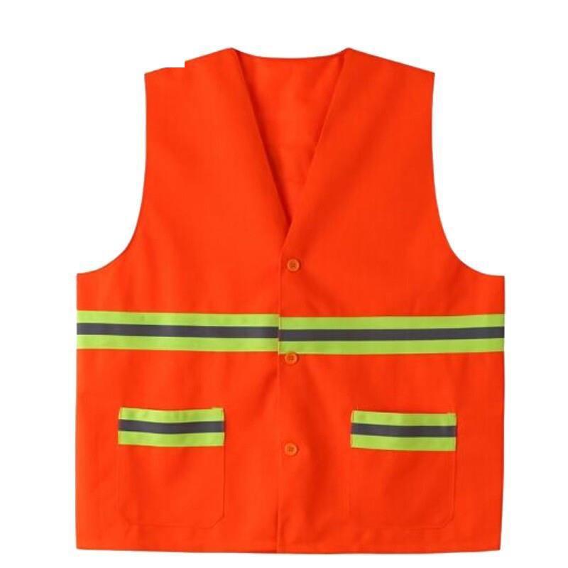 Reflective Vest Sanitary Waistcoat Reflective Safety Vest Work Clothing for Cleaning Workers Highway Construction- Orange with Hat