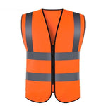 Zipper Type Reflective Vest Traffic Safety Warning Vest 4 Reflective Strips Construction Riding Safety Vest - Orange