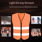 Reflective Working Vest with 2 Highly Reflective Strips Safety Vest for Outdoor Work, Jogging, Sports - Orange