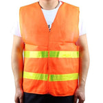 Orange Cloth Reflective Vest With Two Horizontal Yellow Reflective Strips On Site Garden Construction Project Traffic Sanitation Worker's Letterless Vest