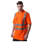 Fluorescent Orange Breathable Bird Eye Cloth Short Sleeve Polo Shirt Size S-3XL