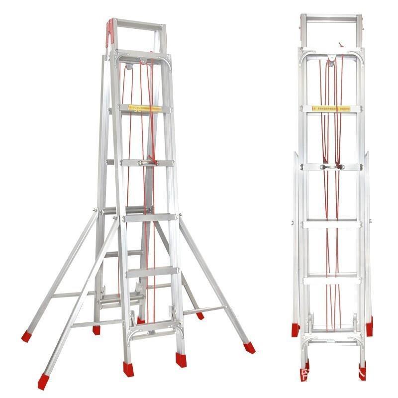 Thickened Aluminum Alloy Telescopic Miter Ladder Project Outdoor Folding Folding Leg Ladder Thickened 5 M 2, 2.7 M Thick 4.7 M Miter Ladder