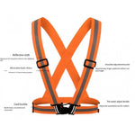 Reflective Vest Elastic Strap Safety Vest High Visibility Fully Adjustable Free Size Safety Gear for Running Jogging Cycling Walking - Orange