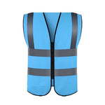 Zipper Reflective Vest Blue Safety Vest with 4 Reflective Strips Safety Vests for Environmental Sanitation Construction Riding Running