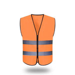 Zipper Reflective Safety Vest Car Traffic Safety Warning Vest Double Reflective Strip for Sanitation Construction Riding - Fluorescent Orange