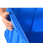 Covered Plastic Turnover Box Storage Box Blue / Yellow, 550 * 420 * 260mm / 2 Pieces