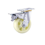 5 Inch Flat Bottom Swivel Casters with Double Brakes 4pcs Pack Beige Heavy Duty Polypropylene PP Caster Universal Wheel 4pcs